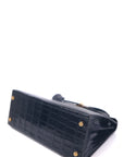 Kelly 28 Croco Noir Gold Hardware 〇L