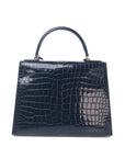 Kelly 28 Croco Noir Gold Hardware 〇L