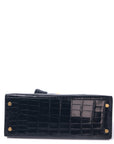 Kelly 28 Croco Noir Gold Hardware 〇L