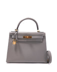 Kelly 28 Gris M Gold Hardware Epsom