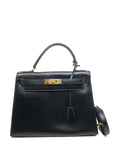 Kelly 28 Noir Gold Hardware Box Leather