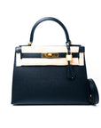 Kelly 28 Noir Gold Hardware Epsom D