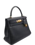 Kelly 28 Noir Gold Hardware Togo