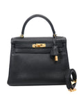 Kelly 28 Noir Gold Hardware Togo