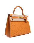Kelly 28 Ostrich Chestnut Gold Hardware A