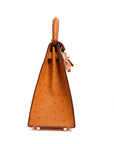 Kelly 28 Ostrich Chestnut Gold Hardware A