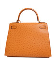 Kelly 28 Ostrich Chestnut Gold Hardware A