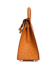 Kelly 28 Ostrich Chestnut Gold Hardware A