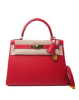 Kelly 28 Rouge Casaque Gold Hardware Epsom A