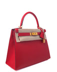 Kelly 28 Rouge Casaque Gold Hardware Epsom A