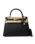 Kelly 28 Noir (Black) Gold Hardware Epsom Sellier C