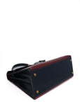 Kelly 28 Tricolor Navy / Rouge H / Rouge Vit Gold Hardware Box
