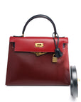 Kelly 28 Tricolor Navy / Rouge H / Rouge Vit Gold Hardware Box