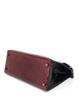 Kelly 28 Croco Rouge H / Vert / Noir with Ruthenium Hardware □M