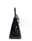 Kelly 28 Croco Rouge H / Vert / Noir with Ruthenium Hardware □M