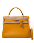 Kelly 32 Jaune Ambre Gold Hardware Epsom □A