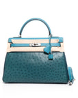 Kelly 32 Ostrich Tri-color Palladium Hardware □R