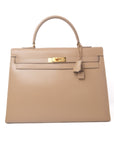 Kelly 35 Beige Gold Hardware Box 〇P