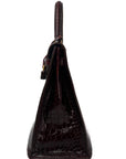 Kelly 35 Porosus Croco Bordeaux Gold Hardware