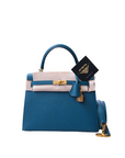 Kelly 25 Bleu Colvert Gold Hardware Epsom D