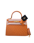 Kelly 28 Ostrich Chestnut Gold Hardware A