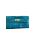 Kelly Alligator Wallet Blue Palladium Hardware □Q