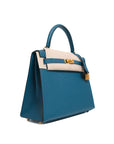 Kelly 25 Bleu Colvert Gold Hardware Epsom D
