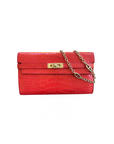 Kelly Wallet Rouge Matte Alligator Gold Hardware □P