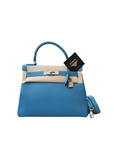 Kelly 28 Bleu Jean Palladium Hardware Togo □C