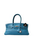 Birkin Shoulder 42 Bleu Jean Palladium Hardware Clemence □J