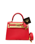Kelly 25 Rouge Casaque Gold Hardware Epsom A