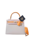 Kelly 25 Special Order Nata / Jaune Ambre Champagne Hardware Epsom C