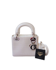 Mini Lady Dior Blanc Palladium Hardware Snow White Matte Crocodile