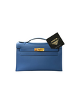 Kelly Pochette Bleu Agate Gold Hardware Swift X