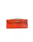 Kelly Cut Croco Orange Poppy Palladium Hardware □M