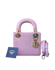 Mini Lady Dior Croco Sakura Gold Hardware