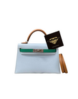 Mini Kelly 20 Bleu Brume/Gold/Vert Jade Palladium Hardware Epsom Z