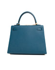 Kelly 25 Bleu Colvert Gold Hardware Epsom D