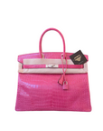 Birkin 35 Croco Rose Tyrien Palladium Hardware □R