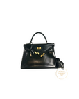 Kelly 32 Noir Gold Hardware Box Leather
