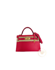 Mini Kelly 20 Rose Extreme Gold Hardware Epsom