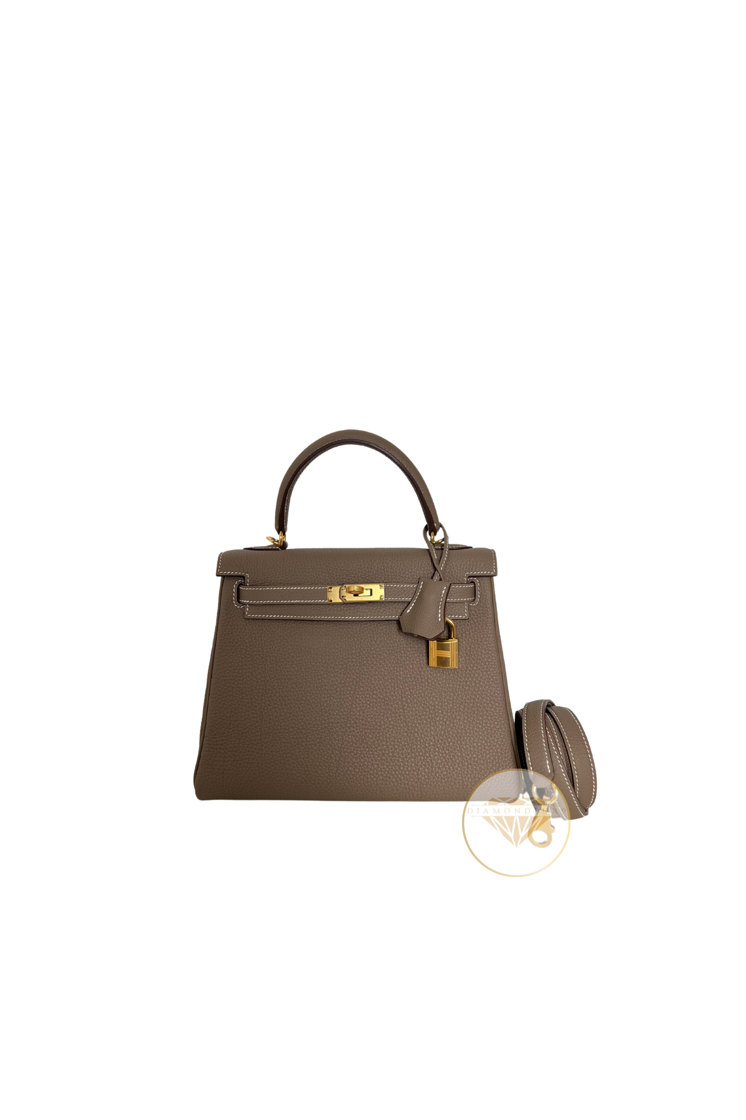 Kelly 25 Etoupe Gold Hardware Togo