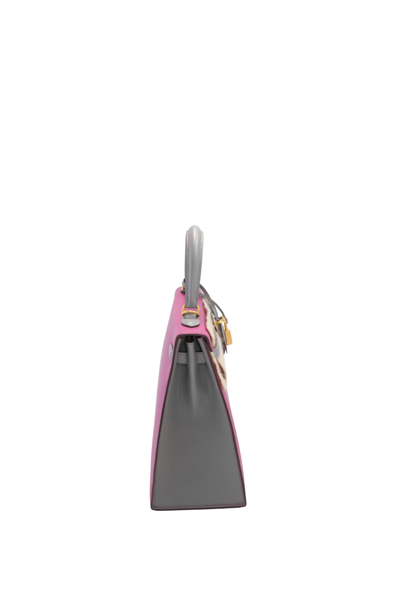 Kelly 25 Rose Pourer/Gris M with Brushed Gold Hardware Epsom