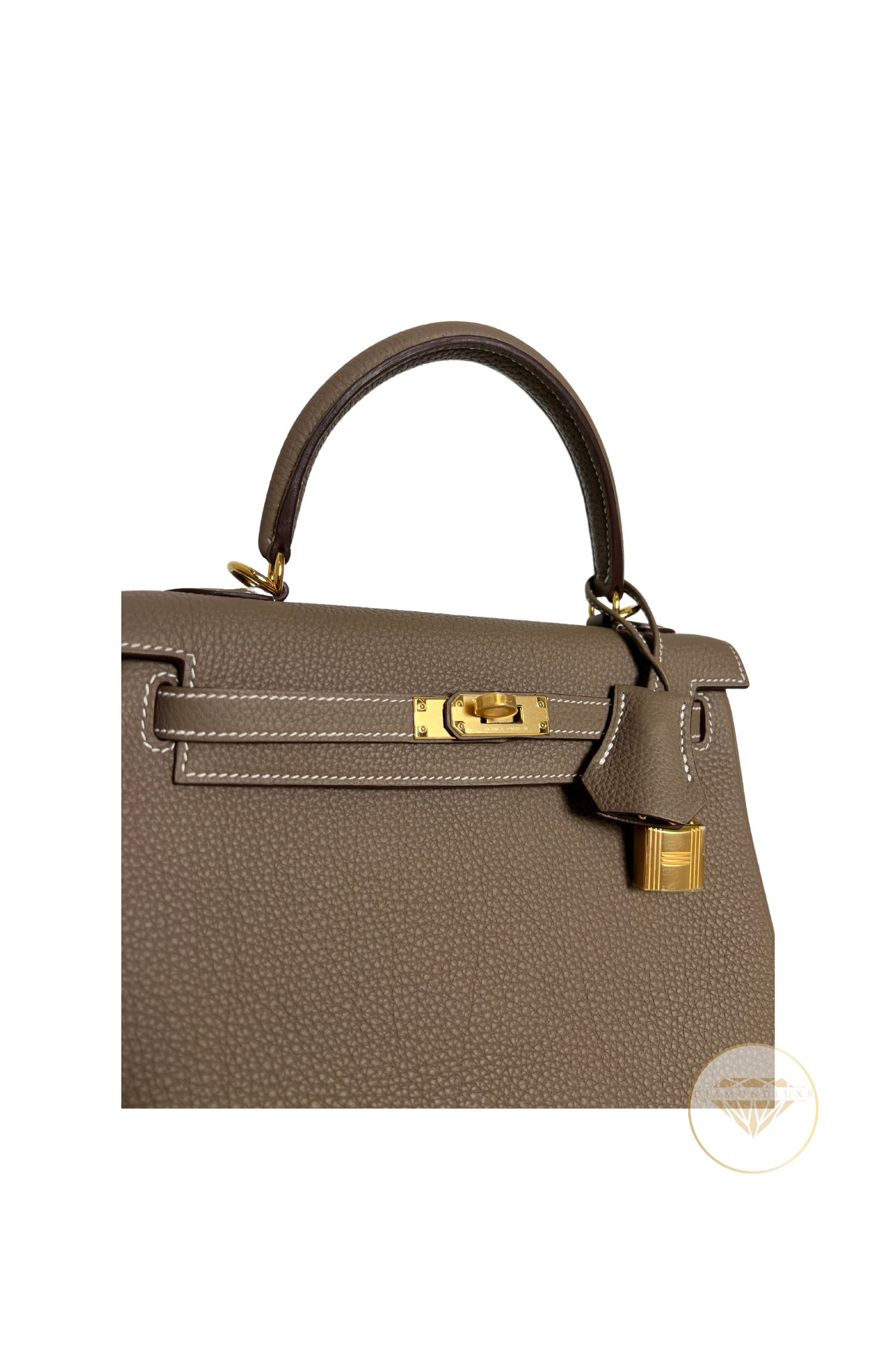 Kelly 25 Etoupe Gold Hardware Togo