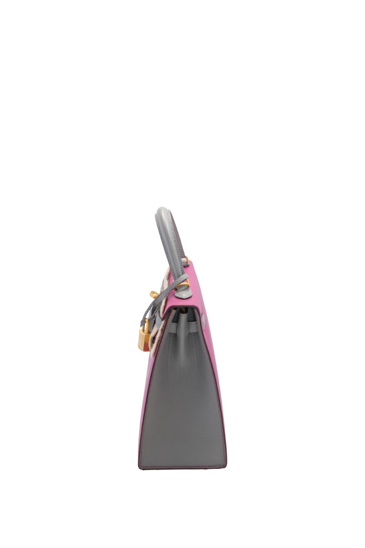Kelly 25 Rose Pourer/Gris M with Brushed Gold Hardware Epsom