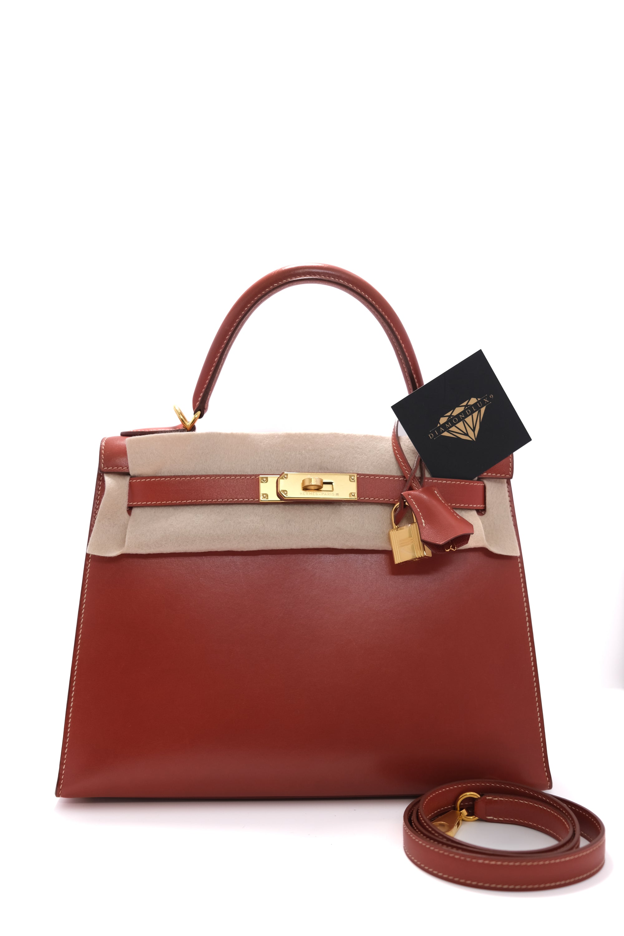 Kelly 28 Brique Gold Hardware Box Leather