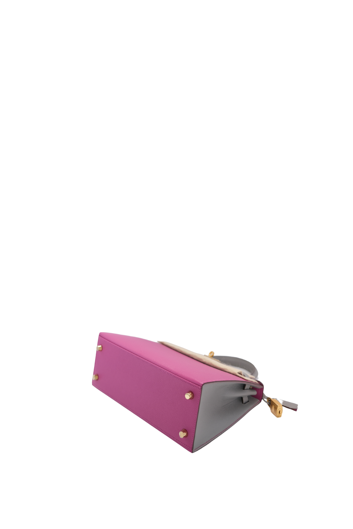 Kelly 25 Rose Pourer/Gris M with Brushed Gold Hardware Epsom