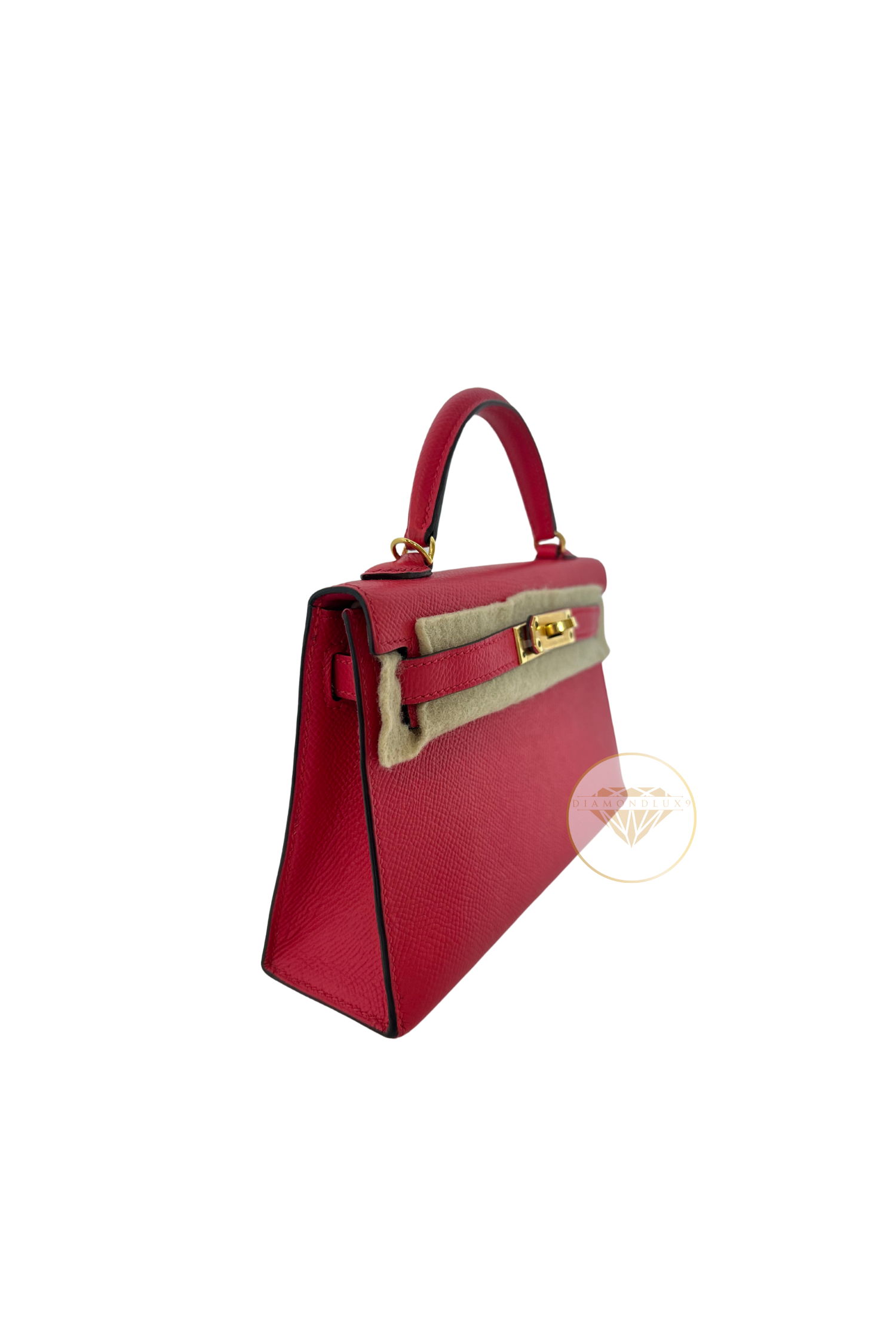 Mini Kelly 20 Rose Extreme Gold Hardware Epsom