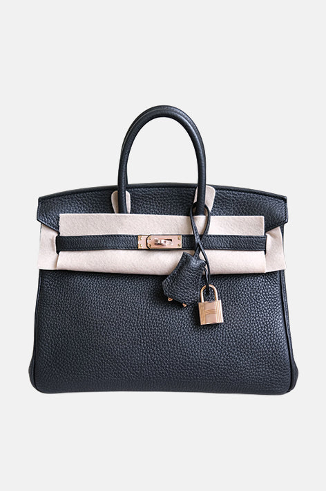 Birkin 25 Noir Rose Gold Hardware
