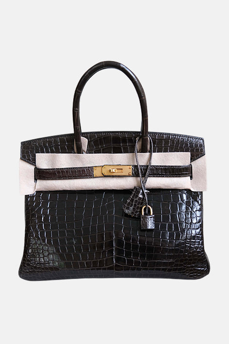 Birkin 30 Croco Ebene Gold Hardware